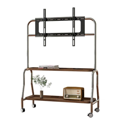 Movable Floor - standing TV Stand. Made of stainless steel, with wheels. A universal wall - mount bracket suitable for TVs ranging from 43 to 75 inches, applicable to living rooms and bedrooms.
